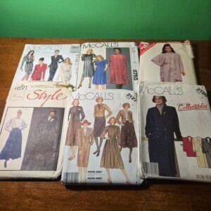 Womens vintage sewing patterns 1980s car coat, dress, jacket Unverified